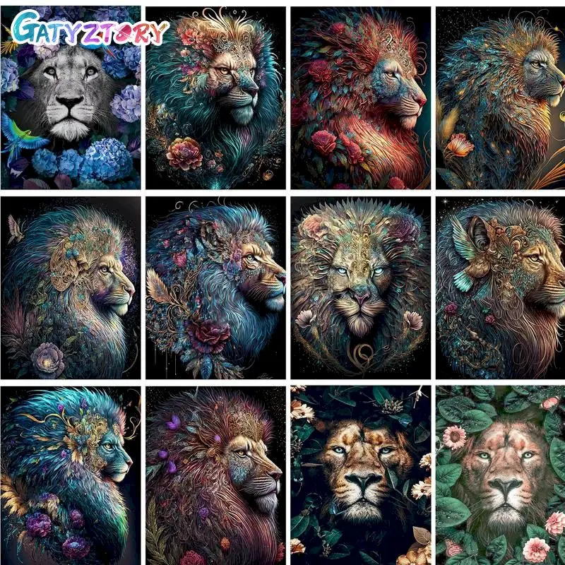 

GATYZTORY 60x75cm Painting By Number For Adults HandPainted Lion On Canvas Diy Frame Picture By Numbers Home Decors Art Gift