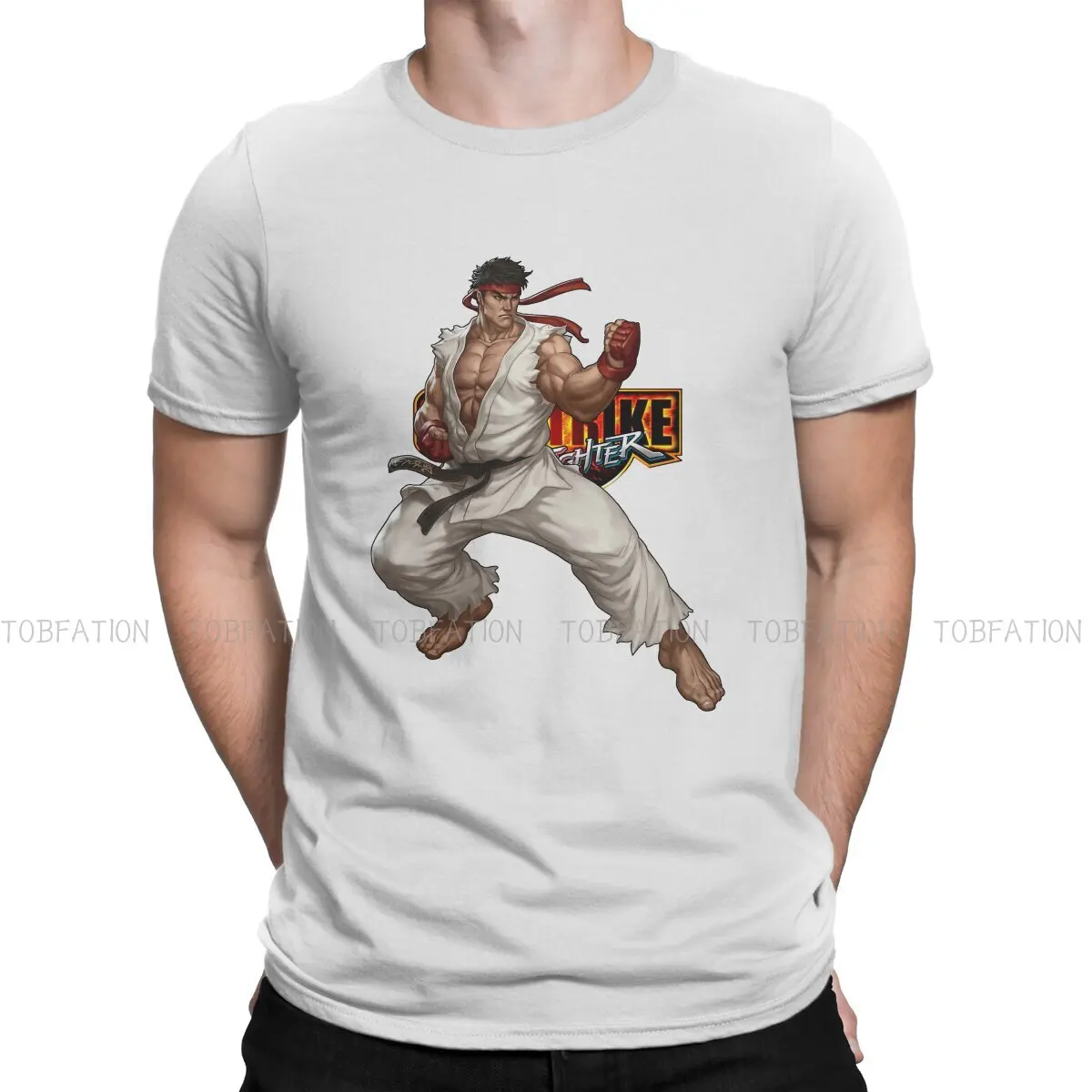 

Футболка мужская из хлопка, свободная рубашка с бойцами, уличная одежда Ryu