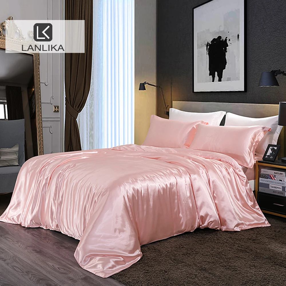

Lanlika Women Bedding Set Solid Color Luxury Bedding Kit Rayon Satin Duvet Cover Set Twin Queen King Size Bed Set 2pcs/3pcs/4pcs