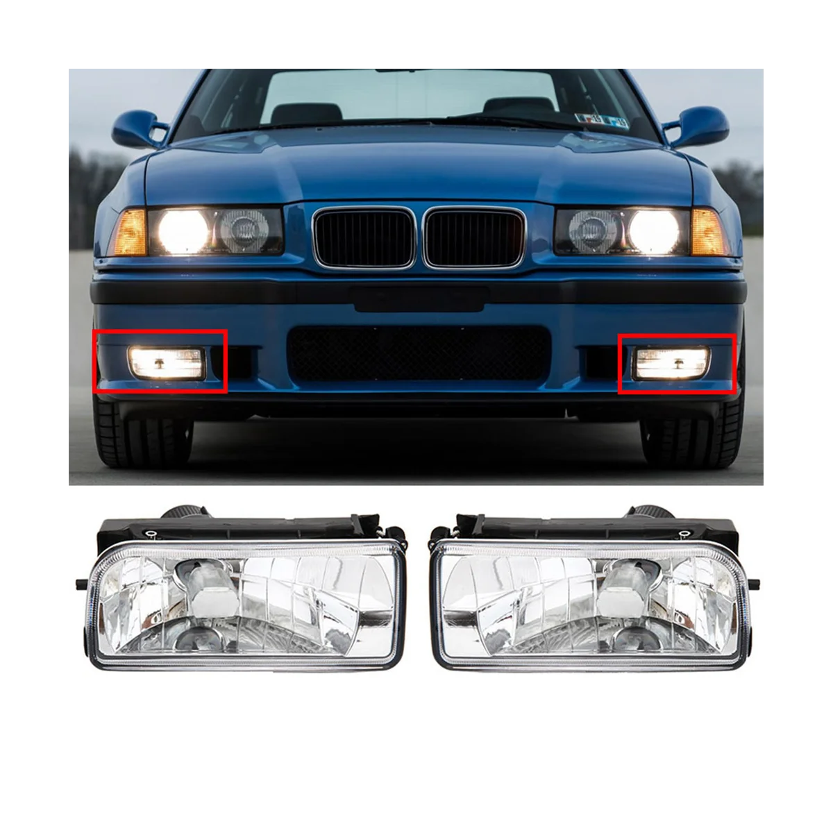Левый и правый передний бампер противотуманный корпус для фар E36 318I 318Ti 1992-1998