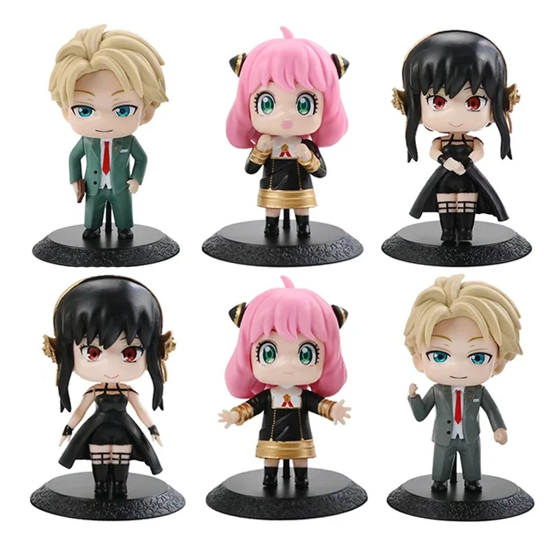 6PCS Anime SPY×FAMILY Anya Twilight Yor Forger Forger Figure Car Dolls PVC Face-Changing Action Figure Collections Toy Doll