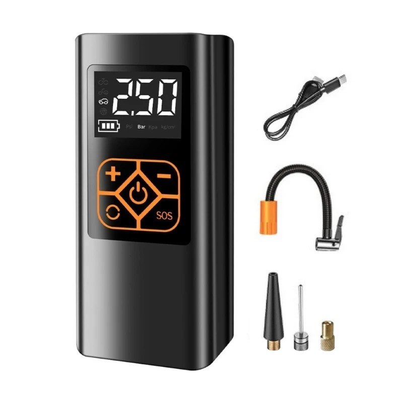 Car Multi-purpose Electric Tyre Pump Auto Power Adapter With Digital Display Pressure Gauge F19a