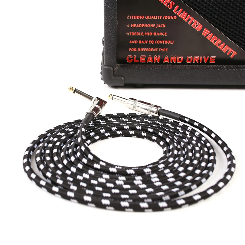 Кабель для электрогитары провод шнур 3 м 6 бесшумный экранированный бас-кабель