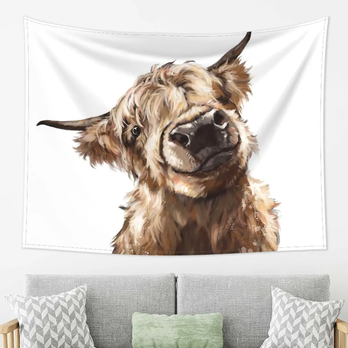 

Highland Cow Tapestry Decoration Art Aesthetic Tapestries for Living Room Bedroom Decor Home Funny Wall Cloth Wall Hanging