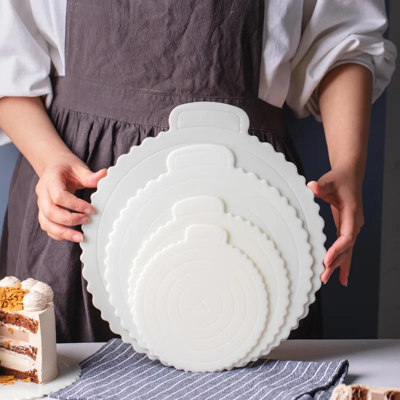 

4/6/8/10inch Reusable Round Mousse Cake Boards Plastic Base Cupcake Dessert Tray for Home Wedding Birthday Party