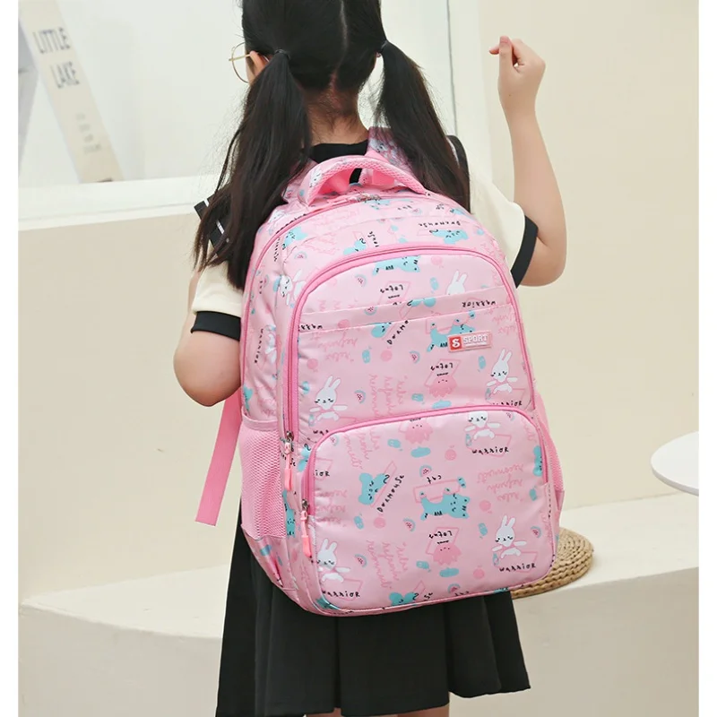 Primary Children Grade 1-3-6 Students Sweet Schoolbags New Cute Rabbit Light Leisure Girls High-capacity Backpacks Drop Shipping