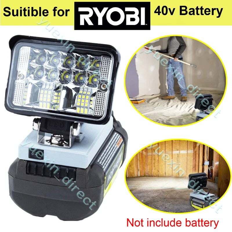 For RYOBI 40V Li-ion Battery  New Cordless Portable LED Work Light Familiale Camping Outdoor Travel Hiking Light