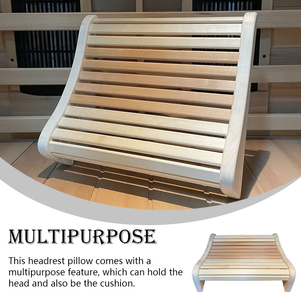 

Headrest Pillow Sauna Accessories Head Support Waist Mount Wood Pad