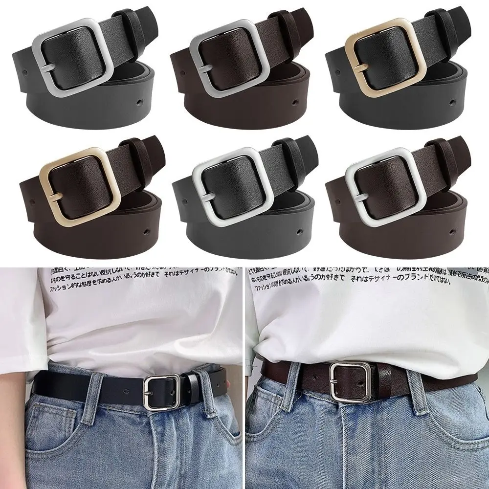 Women Casual Luxury Brand Design Female Square Pin Buckle Waistband Ladies Dress Strap Leather Belt Waist Band