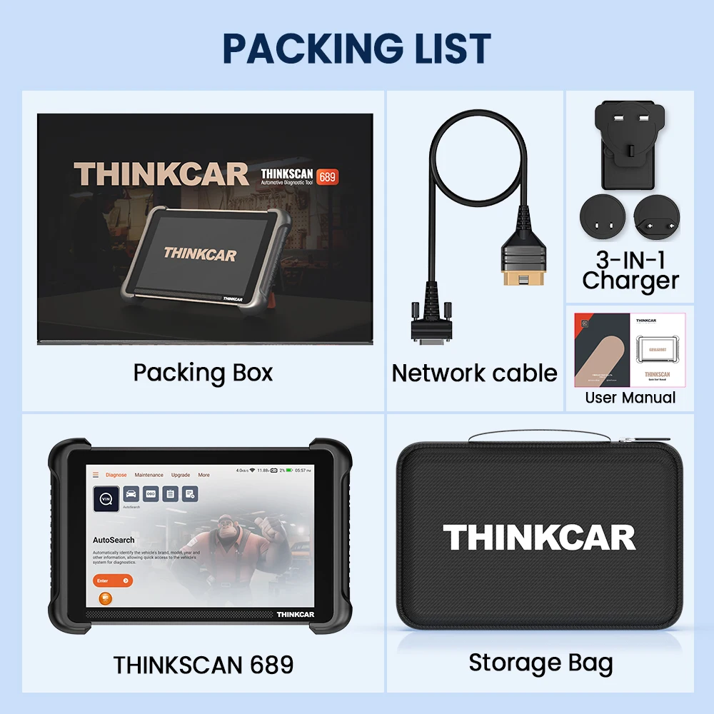 

THINKCAR THINKSCAN 689 Двунаправленный инструмент сканирования с CANFD иDoIP OBD2 Сканер Кодирование ЭБУ Двунаправленное управление 34 Бесплатный сброс