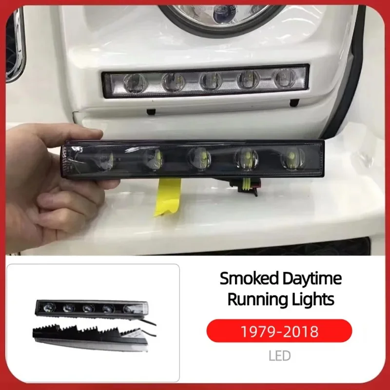 Фото Подходит для W463 Mercedes-Benz G-Class G500 G63 G350 G55, модифицированная рамка фар, дневные ходовые огни, дымчатые светодиодные фары дальнего света №1