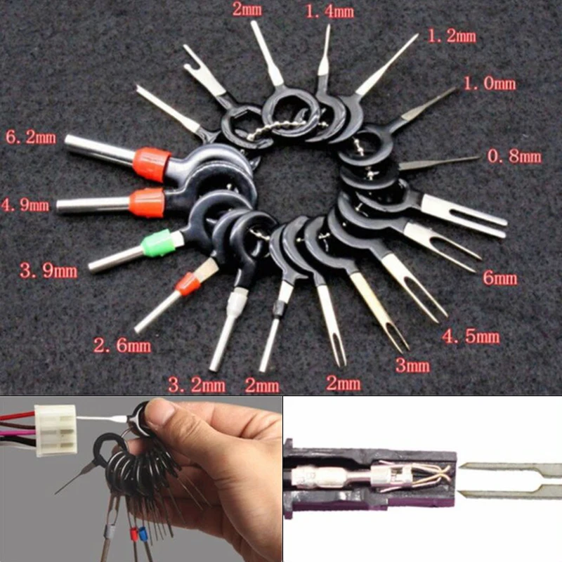

21Pcs Car Wiring Terminal Removal Repair Tool Connector Pin Extractor Puller Electrical Wiring Crimp Connector