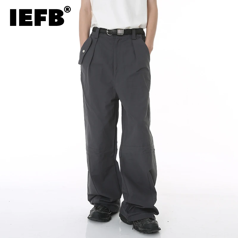 

IEFB Vintage Men's Solid Color Wide Leg Workwear Pants Summer Loose Versatile Casual Straight Trousers Male Fashion Tide 9C846