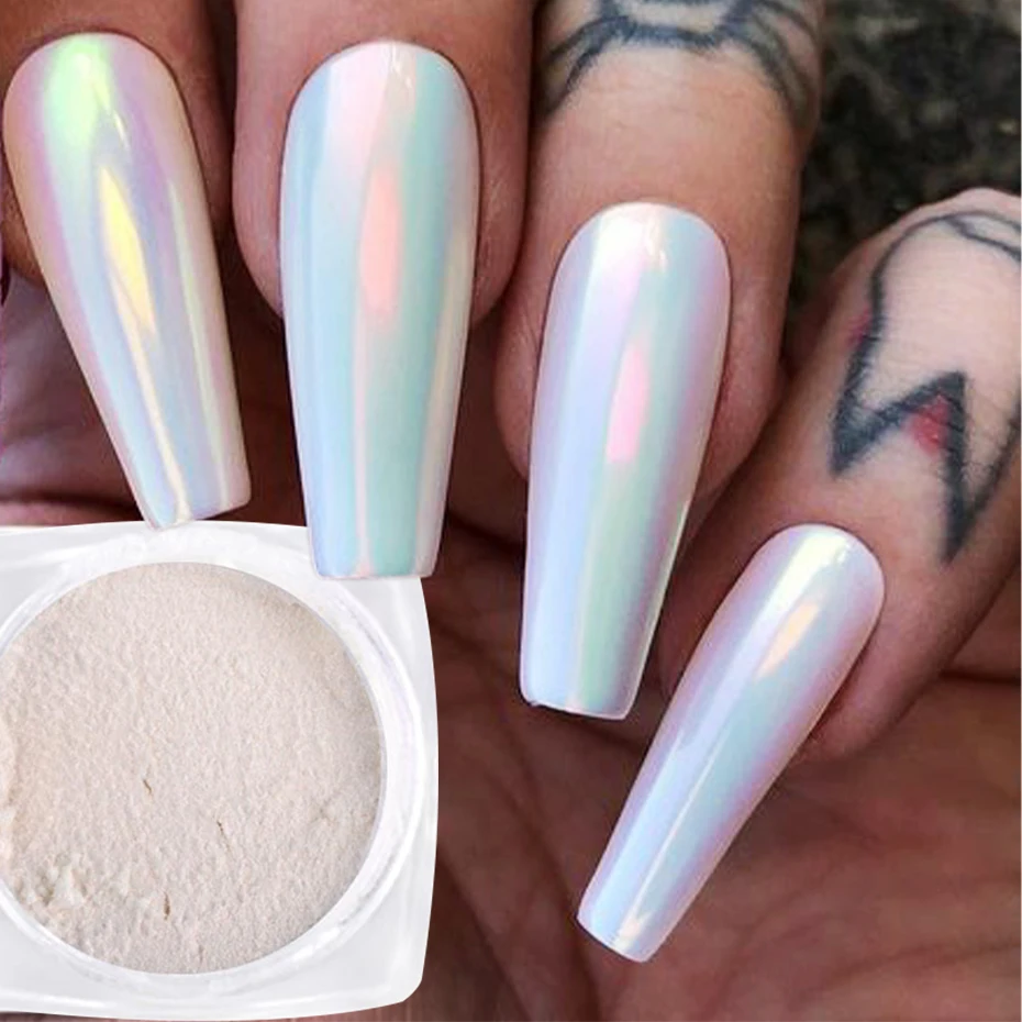 

Shimmer Aurora Pearl Nail Glitter Powder Neon Mermaid Rubbing Dust Nail Glitter Chrome Mirror Pigment Holographic Nail Glitter