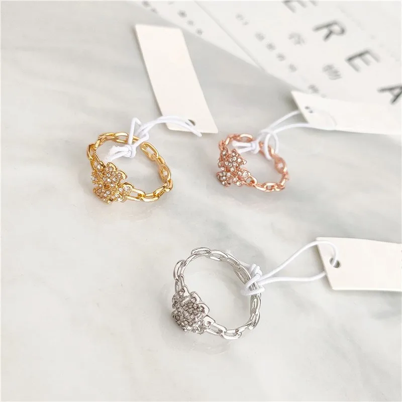 

Simple chain twist twist style square standard full diamond chain ring ring