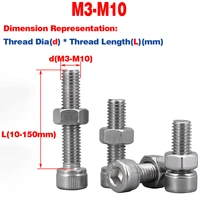 304 ss hex socket cylindrical head cup head bolt nut combination