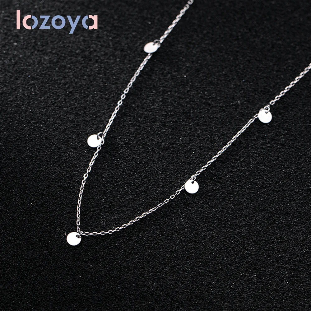 

Lozoya Women's 925 Sterling Silver Necklace 2022 Luxury Jewelry Simple Geometric Disc Temperament Clavicle Chain CZ Pendant Gift