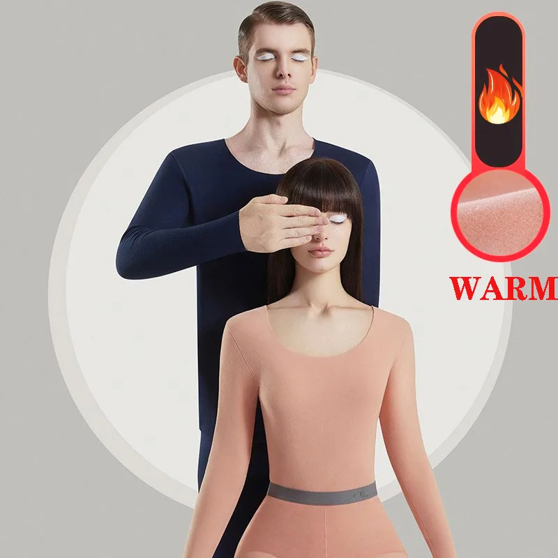 Winter Men Women Thermal Underwear Sets Unisex Warm High Elasticity Seamless Intimates Long Johns 2Piece Sets Lady Lingerie Suit