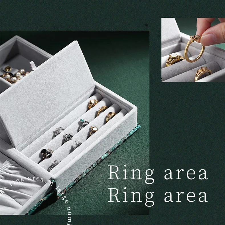 New Flannel Jewelry Display Box Earring Ring Necklace Large Space Adjustable Organizer Packaging Storage Display Case Container