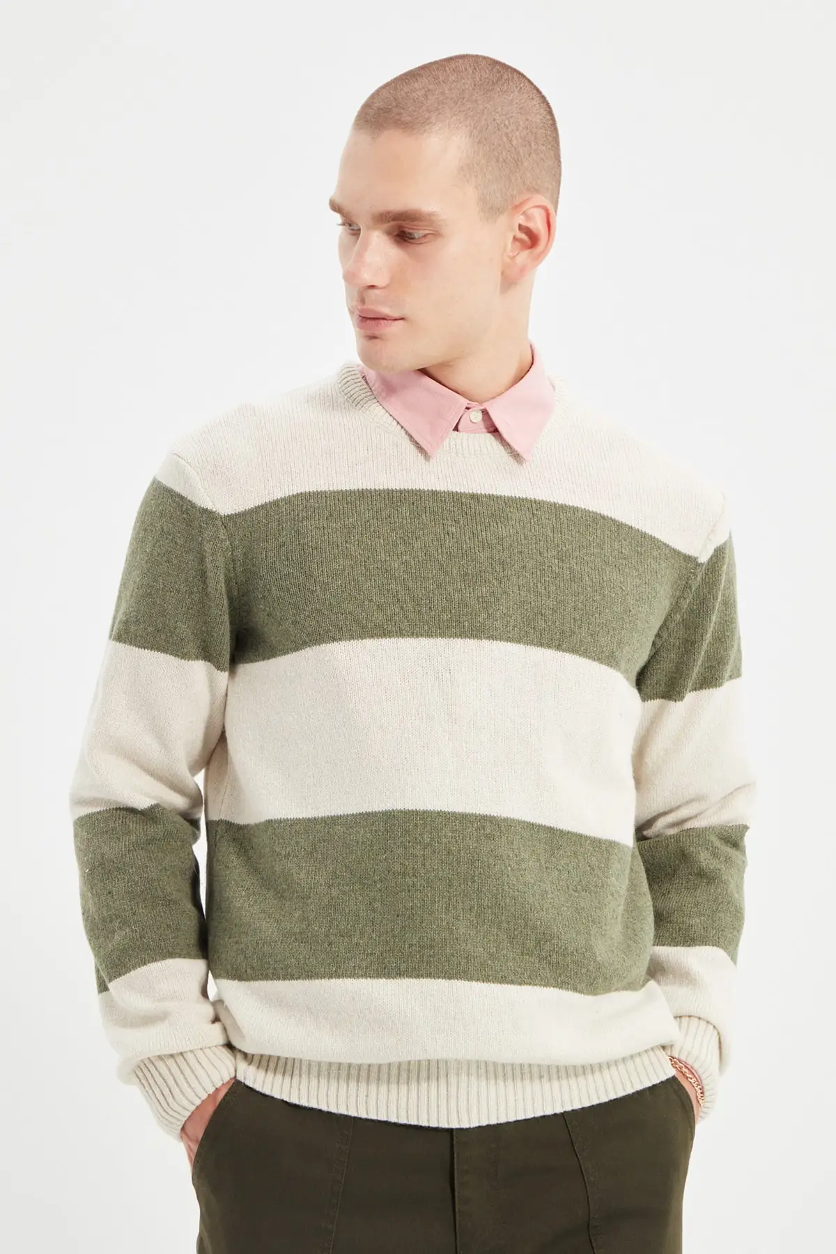 

Men's Regular cycling collar Panelli Knitwear pullover TMNAW22KZ0349