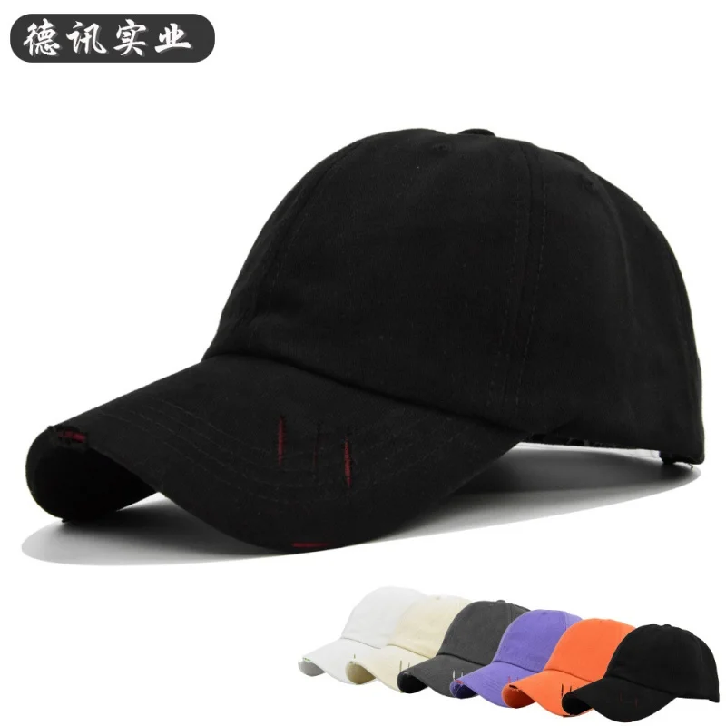 

New Hole Baseball Cap Solid Color Wool Peaked Cap All-Matching Sun-Proof Sun Protection Hat Spring Peaked Cap Wholesale