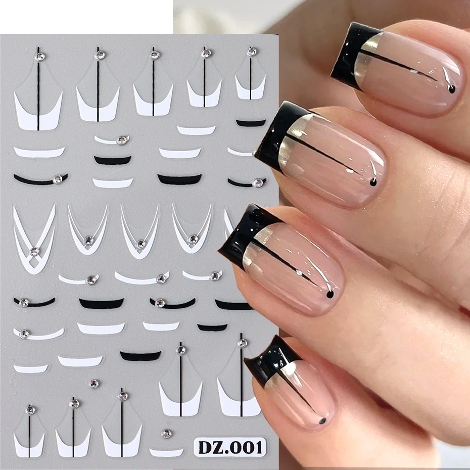 3D-наклейки для ногтей с черными линиями