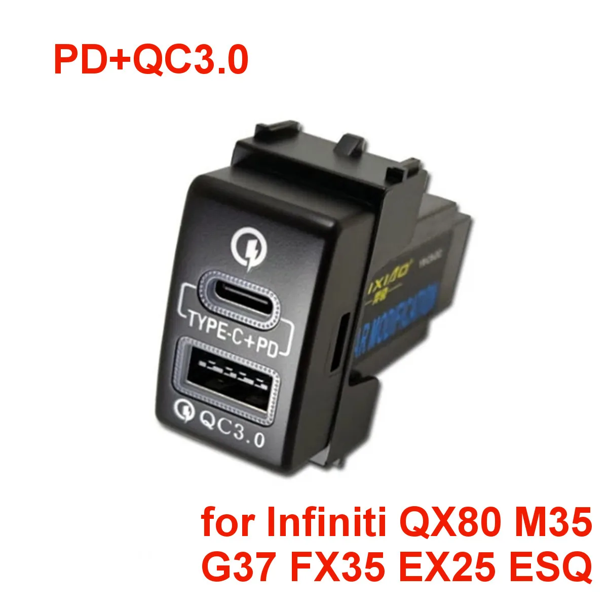 

PD QC3.0 USB Type-C Interface Socket Fast Car Charger Use for Infiniti QX80 M35 G37 FX35 EX25 ESQ