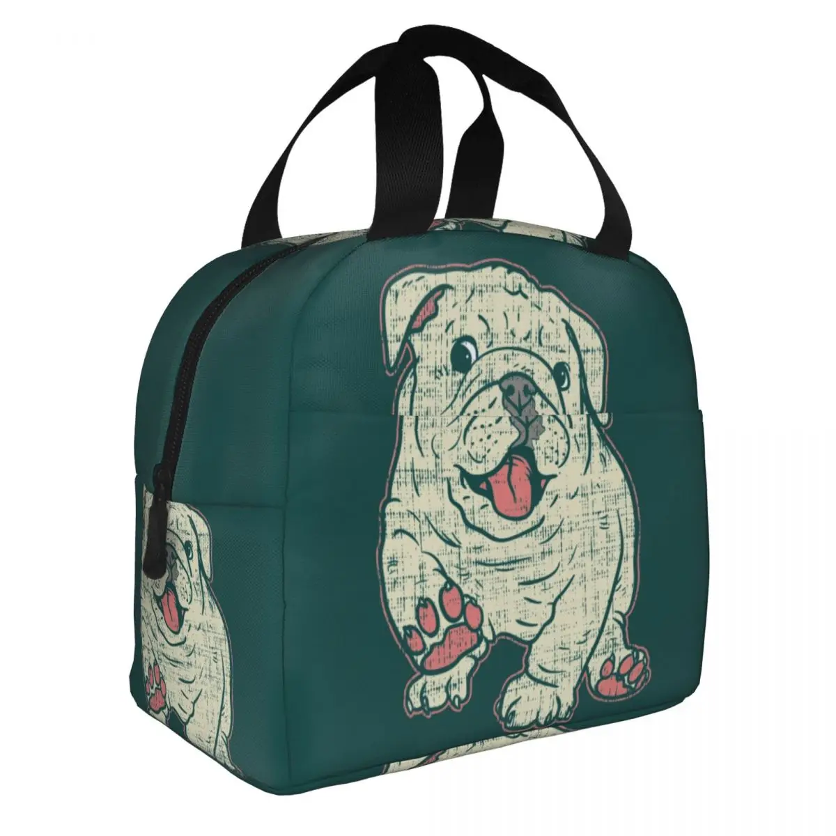 Cute English Bulldog Insulated Lunch Bag for Women British Pet Dog Resuable Thermal Cooler Bento Box Camping Travel Food Bags