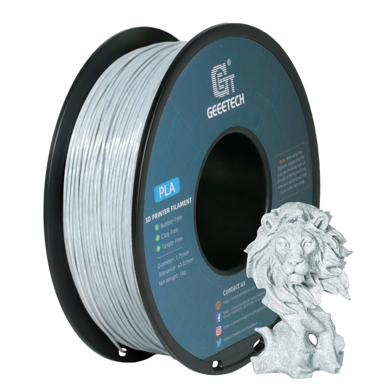 

Geeetech Like Marble PLA 3D Printer Filament Plastic 1kg 1.75mm,Tangle-Free, 3d printing wire materialsvacuum packaging