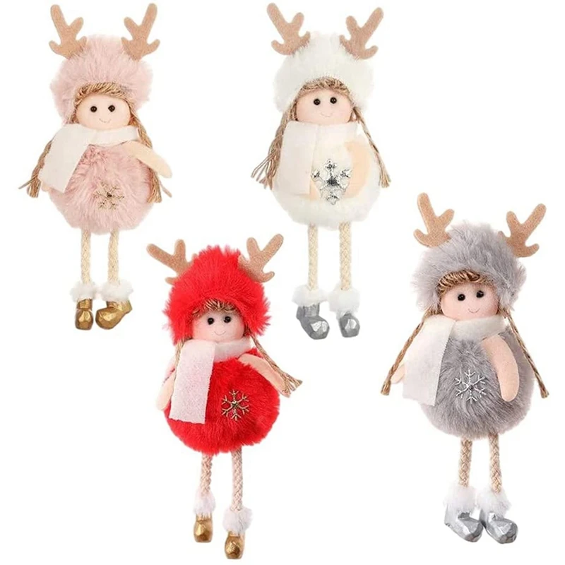 

Искусственная плюшевая подвеска «эльф», 4 шт., оленьи ангельские куклы, украшение для рождественской елки, плюшевая подвеска