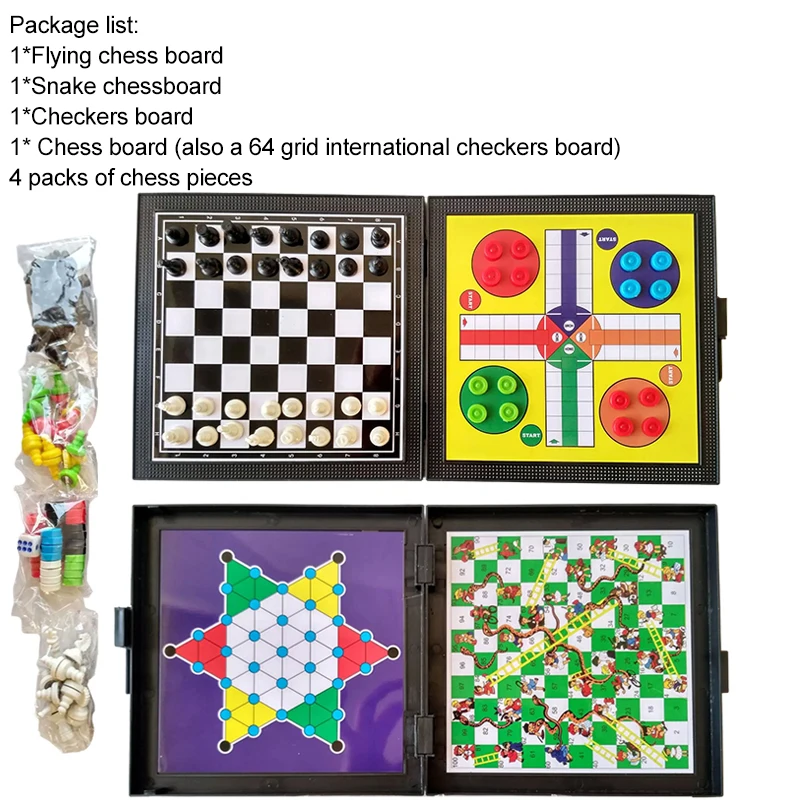Хит продаж 5 в 1 шашки для магнитная настольная игра Летающие шахматы детский