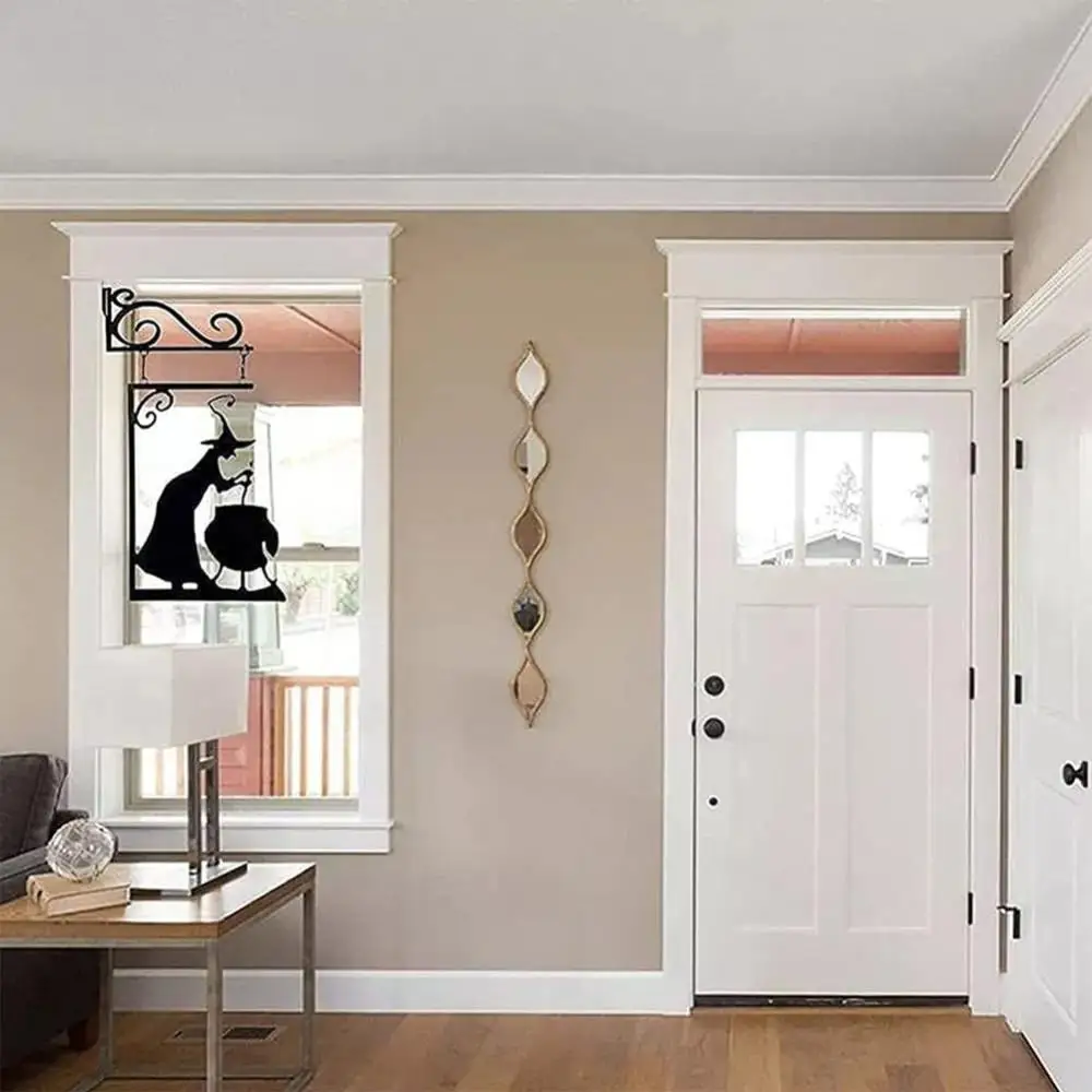 

Black Mysterious Witch Statue Durable Reliable Party Decorations Doorframe Decor 500g Garden Corner Witch Solid Metal Non-toxic