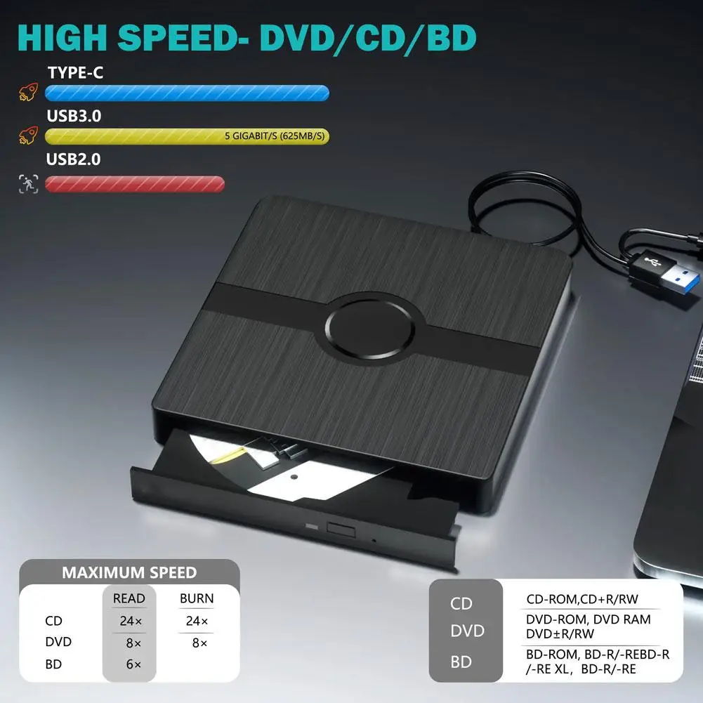 Внешний Blu-Ray DVD-привод USB 3.0 портативный 3D BD-Combo оптические приводы CD DVD-рекордер
