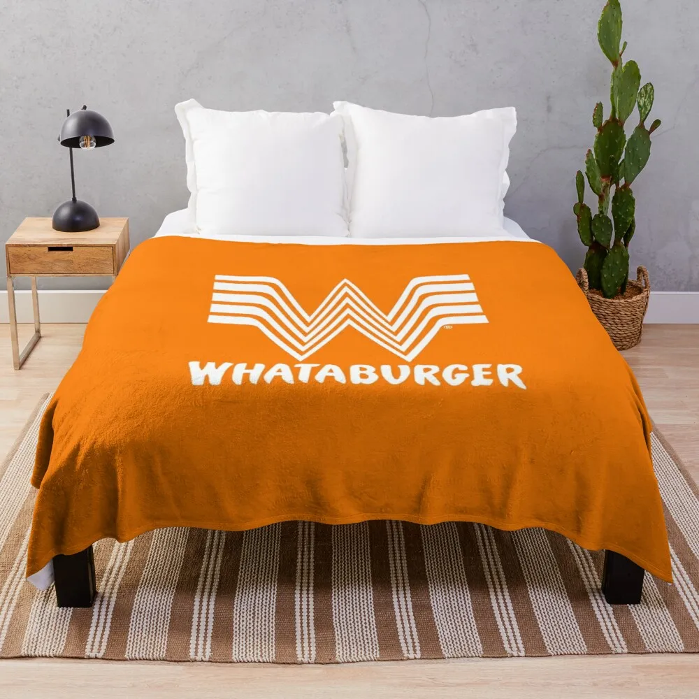 

Whataburger Fast Food Logo white Throw Blanket Nap Blanket Embroidered Blanket For Sofa Blanket Luxury