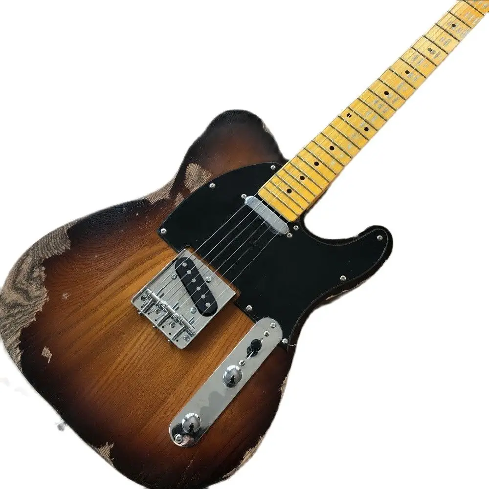 

custom shop, Maple fingerboard Electric Guitar,Sunburst color gitaar relics by hands guitarra.real photos show