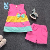 new baby summer girls set fashion bow suits cotton vest shorts 2pcs outfits girls kids clothes for infant newborn cute set
