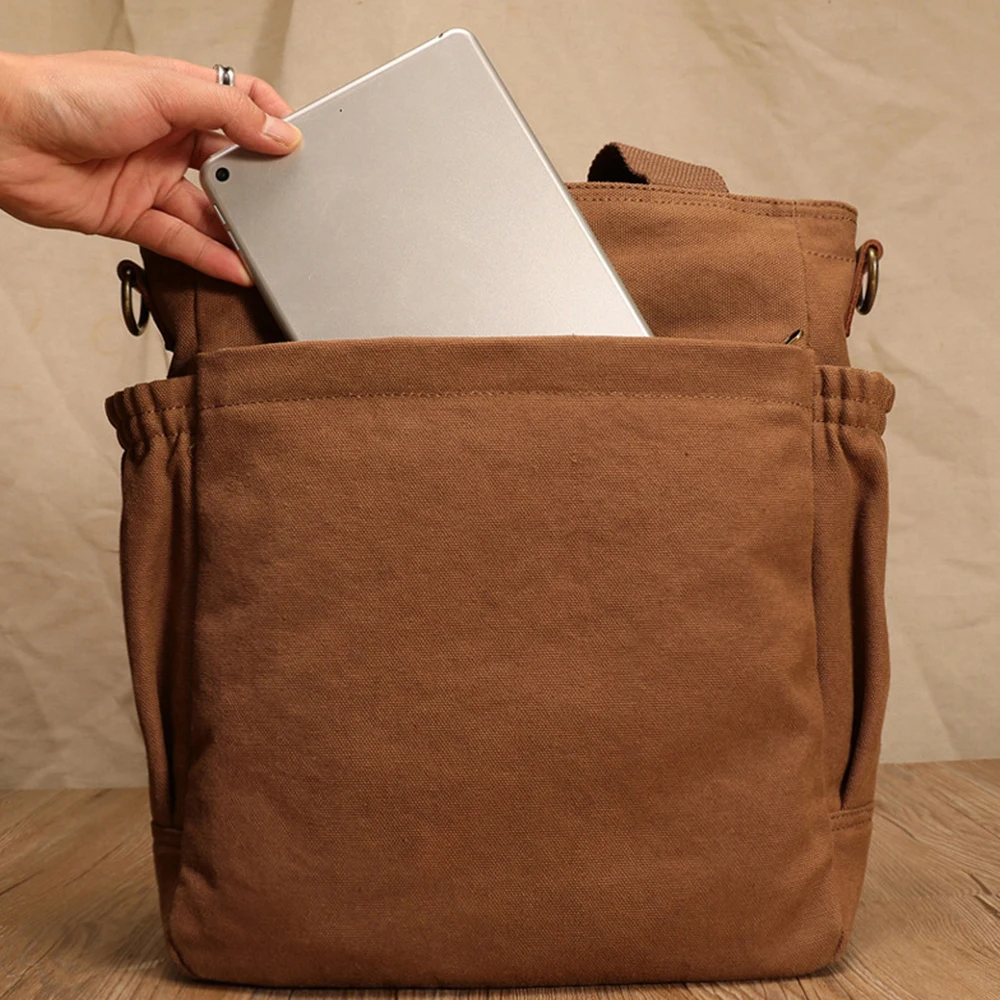 business men canvas handbag casual large crossbody shoulder bag vintage tote male office handbags retro brown satchel bags xa74c free global shipping