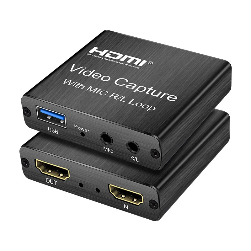 4K HDMI Video Capture Card 1080p Board Game Capture Card USB 2.0 Recorder Box Device for Live Streaming Video Recording Loop Out