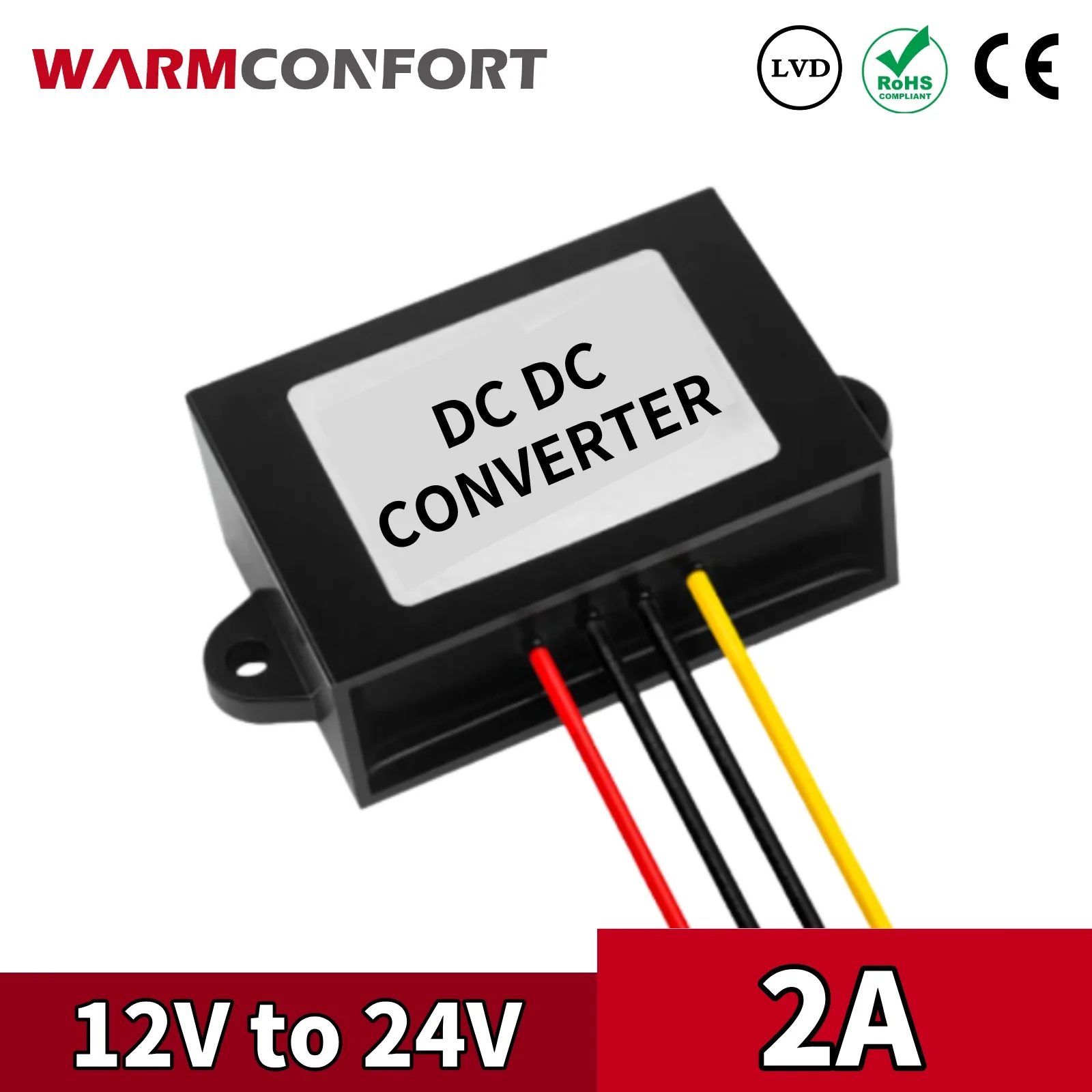 

warmconfort DC 12V to 24V 2A DC Step-up Power Converter Regulator 48W Car Laptop Power Supply CE RoHS