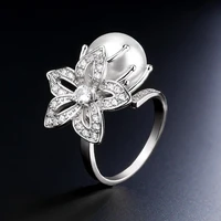 fresh cute romantic flowers zirconia ring for women fashion elegant pearl aesthetic rings marriage jewelry valentines day gifts