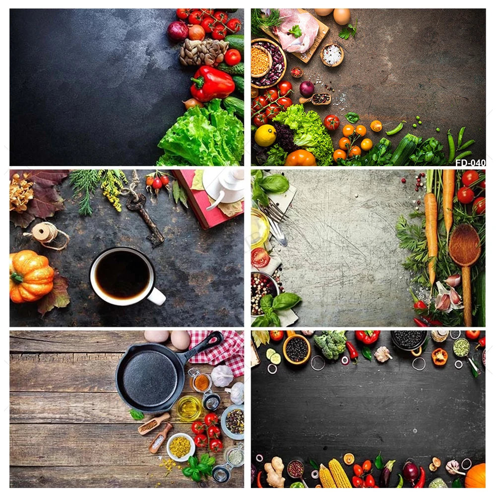 

Food Photography Background Grunge Wall Vegetables Kitchen Meat Props Food Backdrops Decoration Wood Board Dark Cement Studio