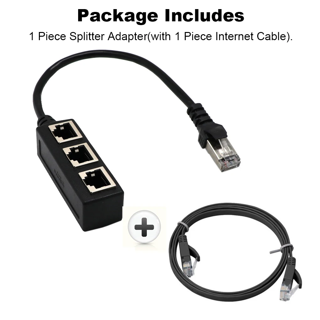 

3 in 1 RJ45 Splitter Network Cable Adapter ADSL Extender Replacement