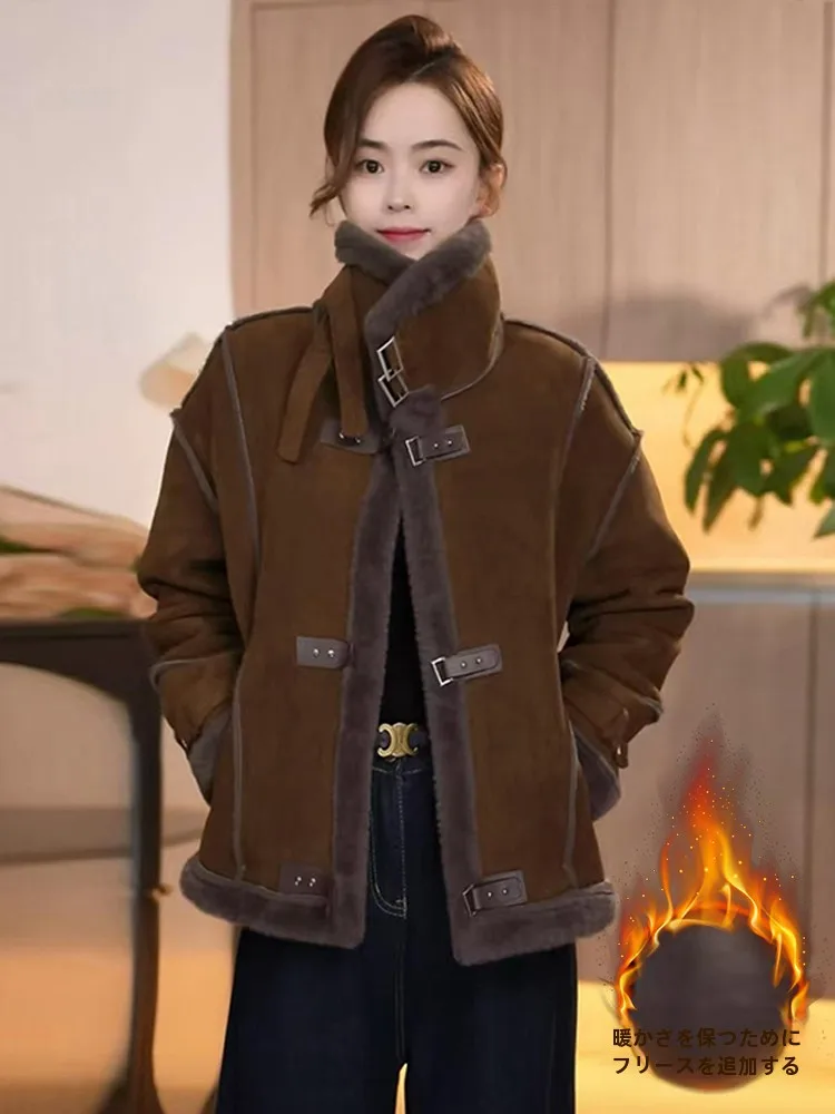 Меховая интегрированная берберская флисовая верхняя одежда для женщин осень и