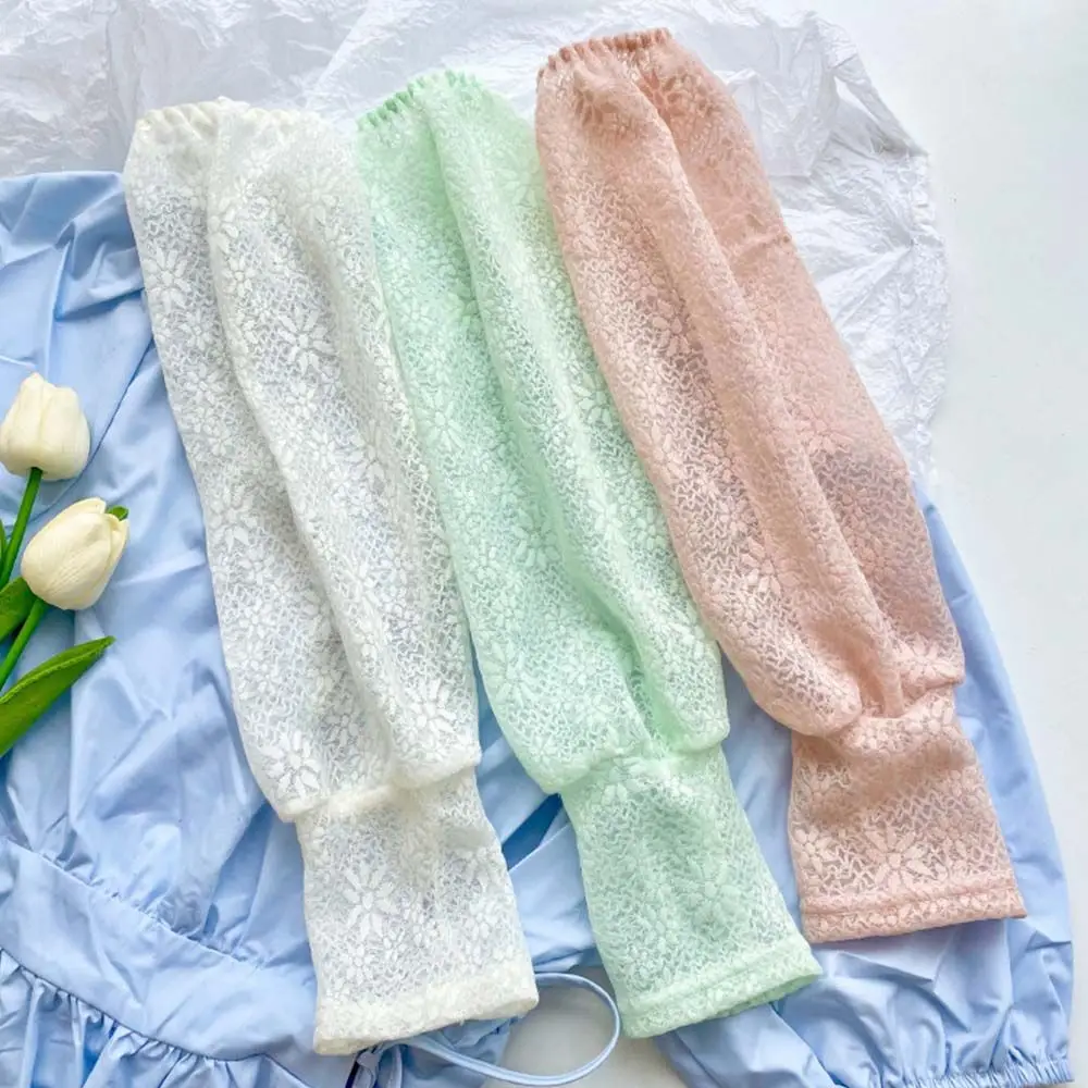 

Summer Long-sleeved Sun Protection Gloves for Women Mesh Lace UV Thin Breathable Cycling Gloves Driving Arm Warmers Sleeves