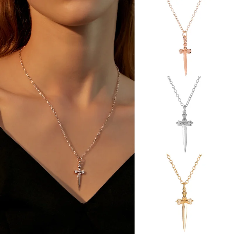 

Vintage Sword Pendant Necklace For Women Personality Retro Neck Chains Street Hip Hop Choker Classic Punk Clavicle Chain Jewelry