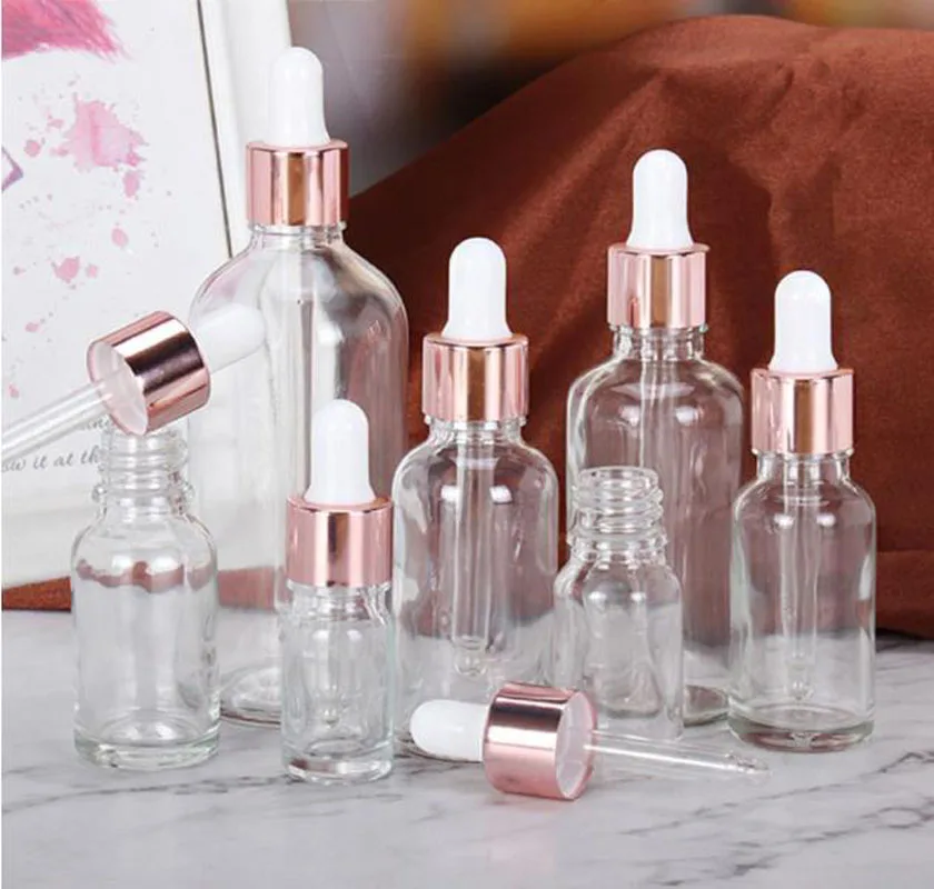 10X 5ml to 100ML Clear Glass Dropper Bottle Essential Oils Clear Glass Dripper Portable Refillable Travel Bottle