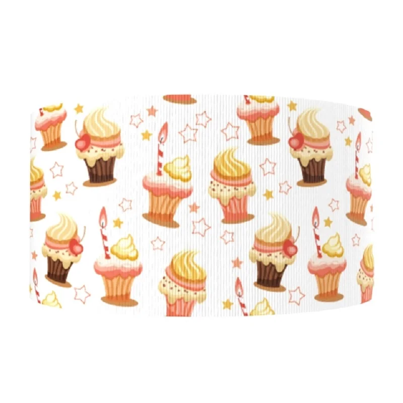 

50 ярдов/партия 16 мм-75 мм корсажная лента с принтом торта для подарвечерние ринки праздничное украшение «сделай сам» банты для волос ремесла