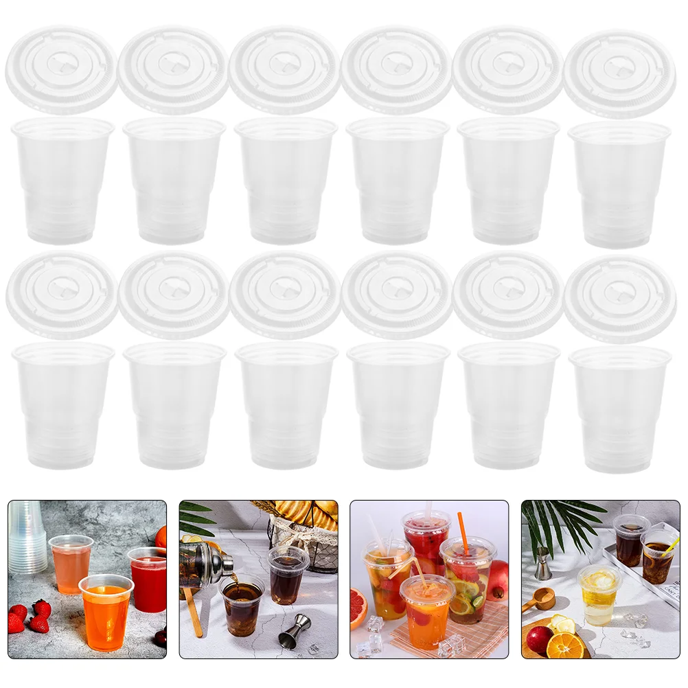 

50 Sets Disposable Drink Cup Party Coffee Cups Summer Supplies Iced Cold Accessories Wrapping Cool Tea With lids