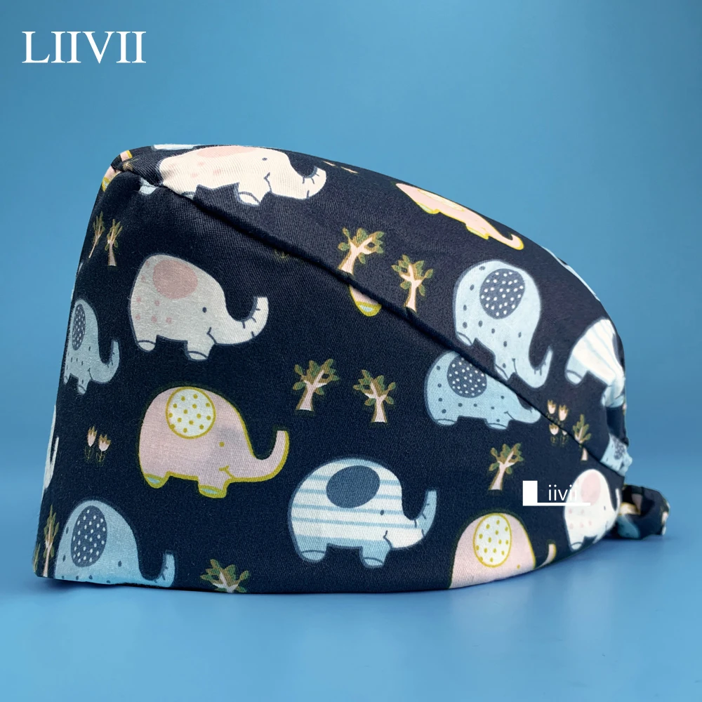 

Unisex Animal Printing Medical Surgical Doctor Nurse Caps Lab Dustproof Work Hat Dental Clinic Operation Hat Medical Accessories