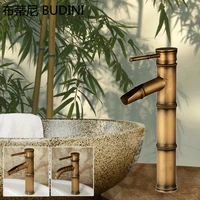 bathroom antique brass bamboo shape tap basin faucet bronze finish sink faucet single handle hot and cold water mixer with hose